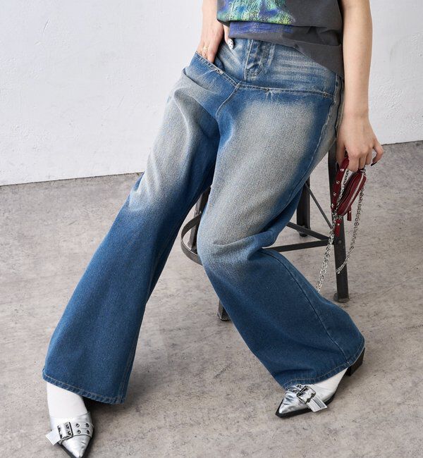  「《UNISEX / サイズ展開あり》スラッシュポケットブラストワイドデニム」|デニム|