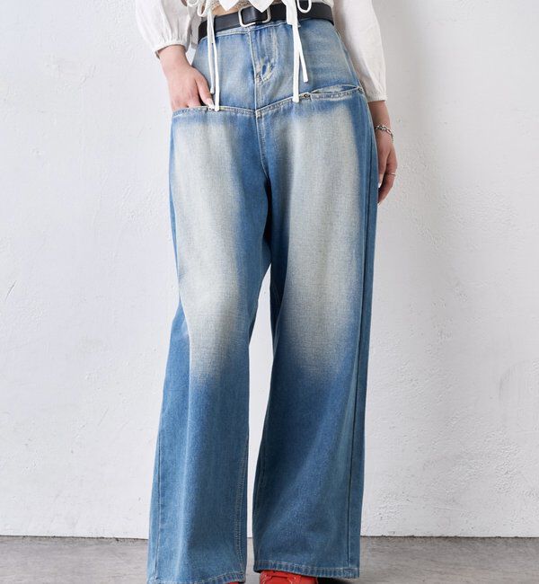  「《UNISEX / サイズ展開あり》スラッシュポケットブラストワイドデニム」|デニム|