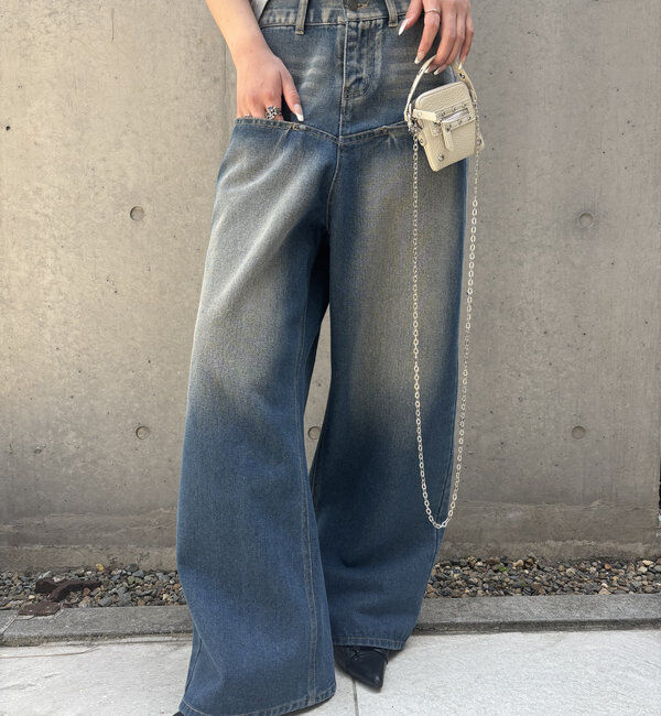  「《UNISEX / サイズ展開あり》スラッシュポケットブラストワイドデニム」|デニム|