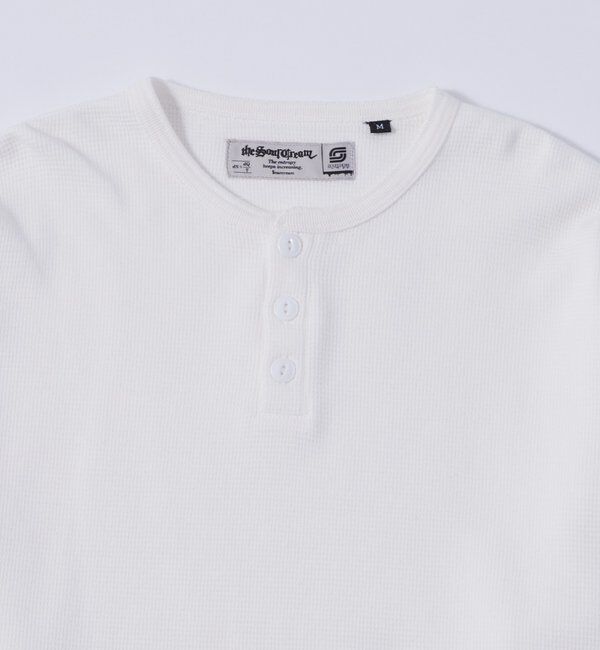  「【UNISEX】Sourcreamワッフルヘンリーネックトップス」|Tシャツ・カットソー|ホワイト