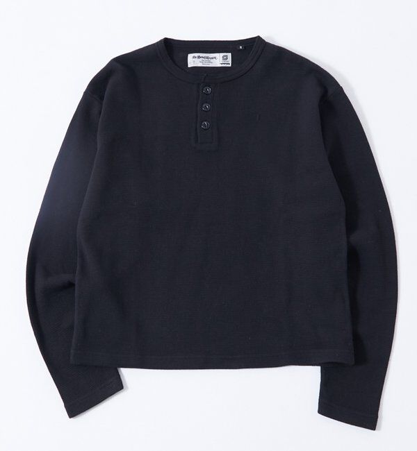  「【UNISEX】Sourcreamワッフルヘンリーネックトップス」|Tシャツ・カットソー|ブラックその他1
