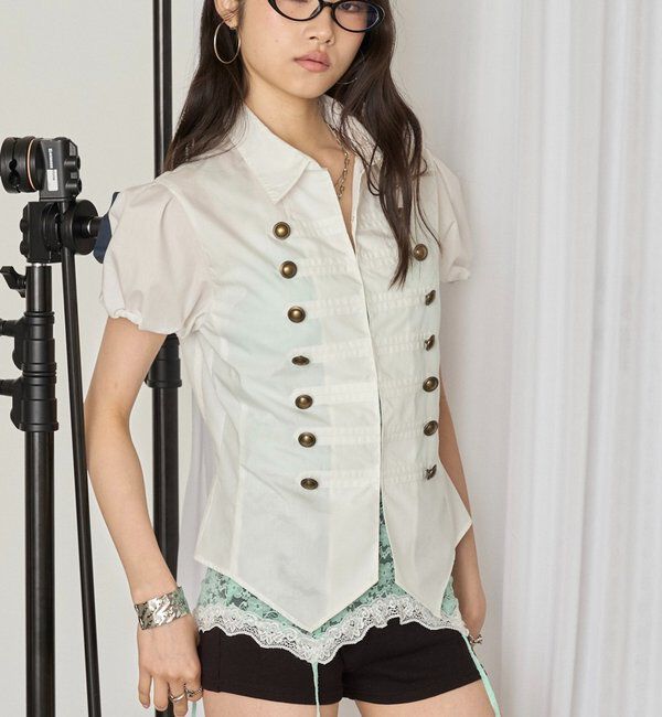  「ナポレオンパフスリブラウス」|シャツ・ブラウス|