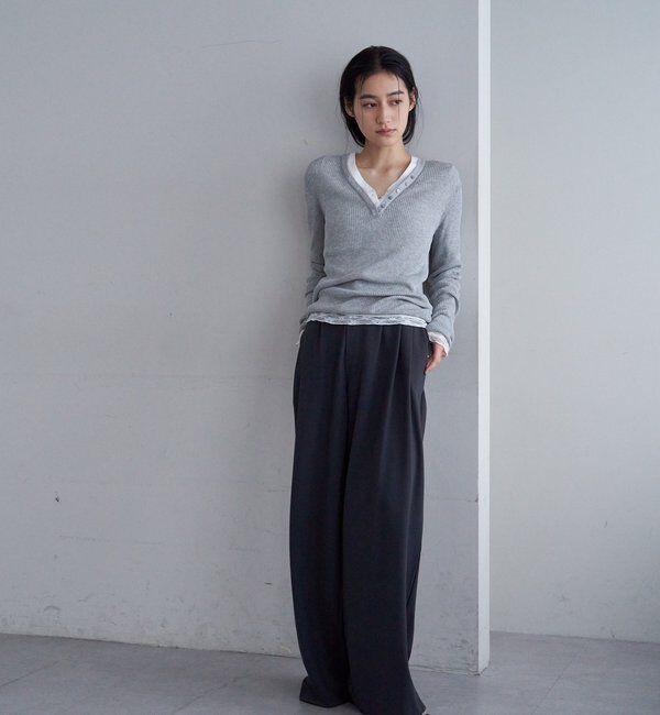  「【再入荷】ヘンリーネックレイヤードニット」|ニット・セーター|