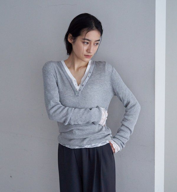  「【再入荷】ヘンリーネックレイヤードニット」|ニット・セーター|
