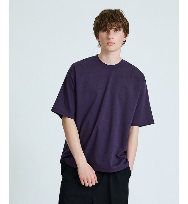 ABAHOUSE「コットンポンチ マイクロボーダー Tシャツ / オーバーサイズ」|Tシャツ・カットソー|ブラウン