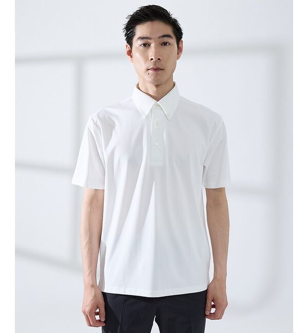 ABAHOUSE「【SMART CLOSET】シルケット天竺 ボタンダウン半袖ポロシャツ / 接触」|ポロシャツ|