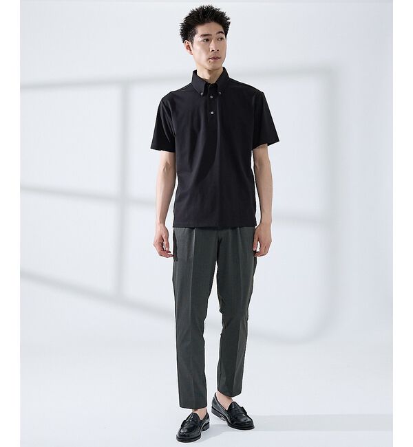 ABAHOUSE「【SMART CLOSET】シルケット天竺 ボタンダウン半袖ポロシャツ / 接触」|ポロシャツ|