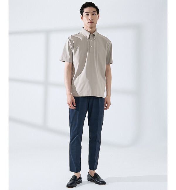 ABAHOUSE「【SMART CLOSET】シルケット天竺 ボタンダウン半袖ポロシャツ / 接触」|ポロシャツ|