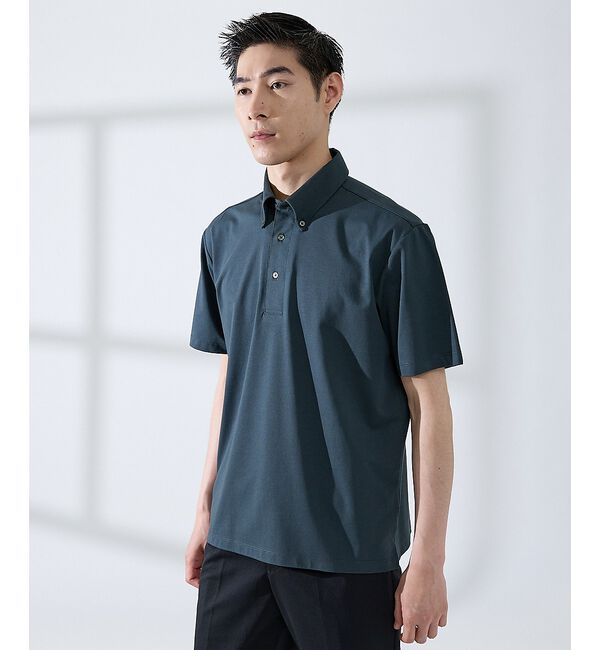 ABAHOUSE「【SMART CLOSET】シルケット天竺 ボタンダウン半袖ポロシャツ / 接触」|ポロシャツ|