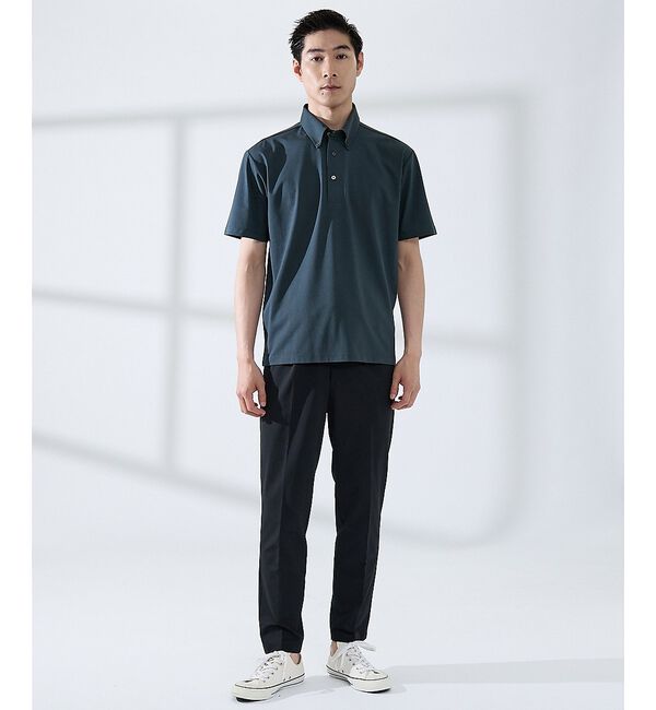 ABAHOUSE「【SMART CLOSET】シルケット天竺 ボタンダウン半袖ポロシャツ / 接触」|ポロシャツ|