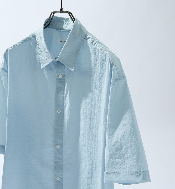 ABAHOUSE「ハイパーストレッチ　クレープ半袖シャツ / シアーシャツ」|シャツ・ブラウス|サックスブルー