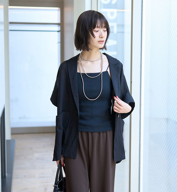 Rouge vif「【人気追加】強撚半袖シアーフォルムジャケット」|テーラードジャケット|