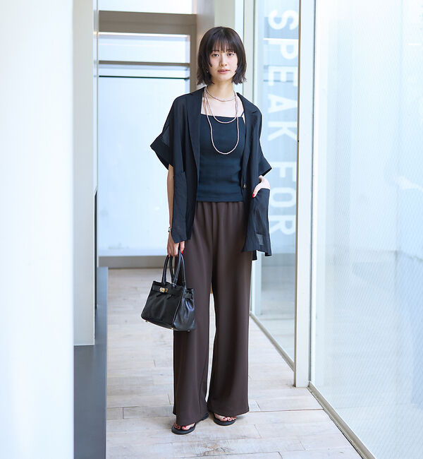 Rouge vif「【人気追加】強撚半袖シアーフォルムジャケット」|テーラードジャケット|