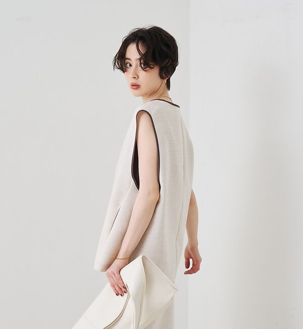 Rouge vif「【セットアップ対応】麻調ダブルクロスベスト/ジレ」|ベスト・ジレ|