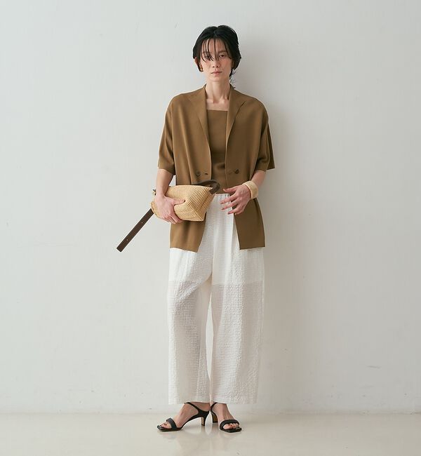 qualite「【接触冷感・セットアップ対応】レーヨンストレッチニットジャケット」|カーディガン|ダークベージュ