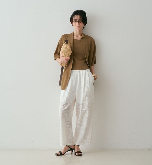 qualite「【接触冷感・セットアップ対応】レーヨンストレッチニットジャケット」|カーディガン|