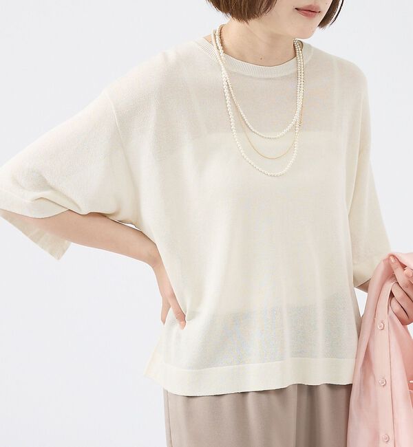 abahouse mavie「シアーニットプルオーバー」|ニット・セーター|オフホワイト