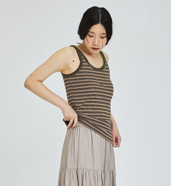 abahouse mavie「【カップ付き】ボーダータンクトップ」|キャミソール|