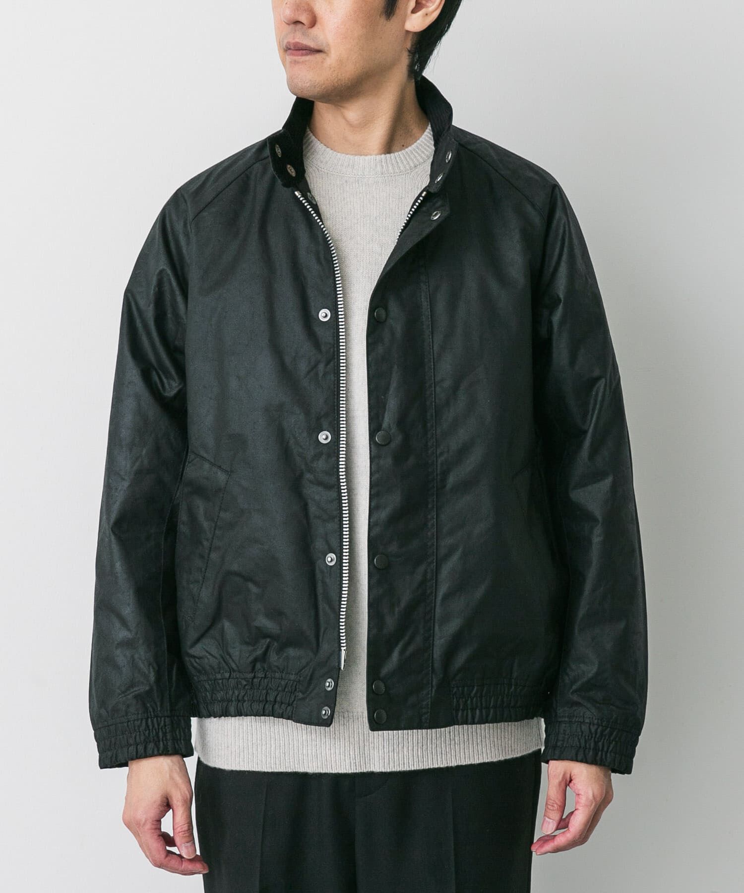 URBAN RESEARCH DOORS「Barbour　BLOUSON TRANSPORT WAX JACKET」|ノーカラーコート|ブラック