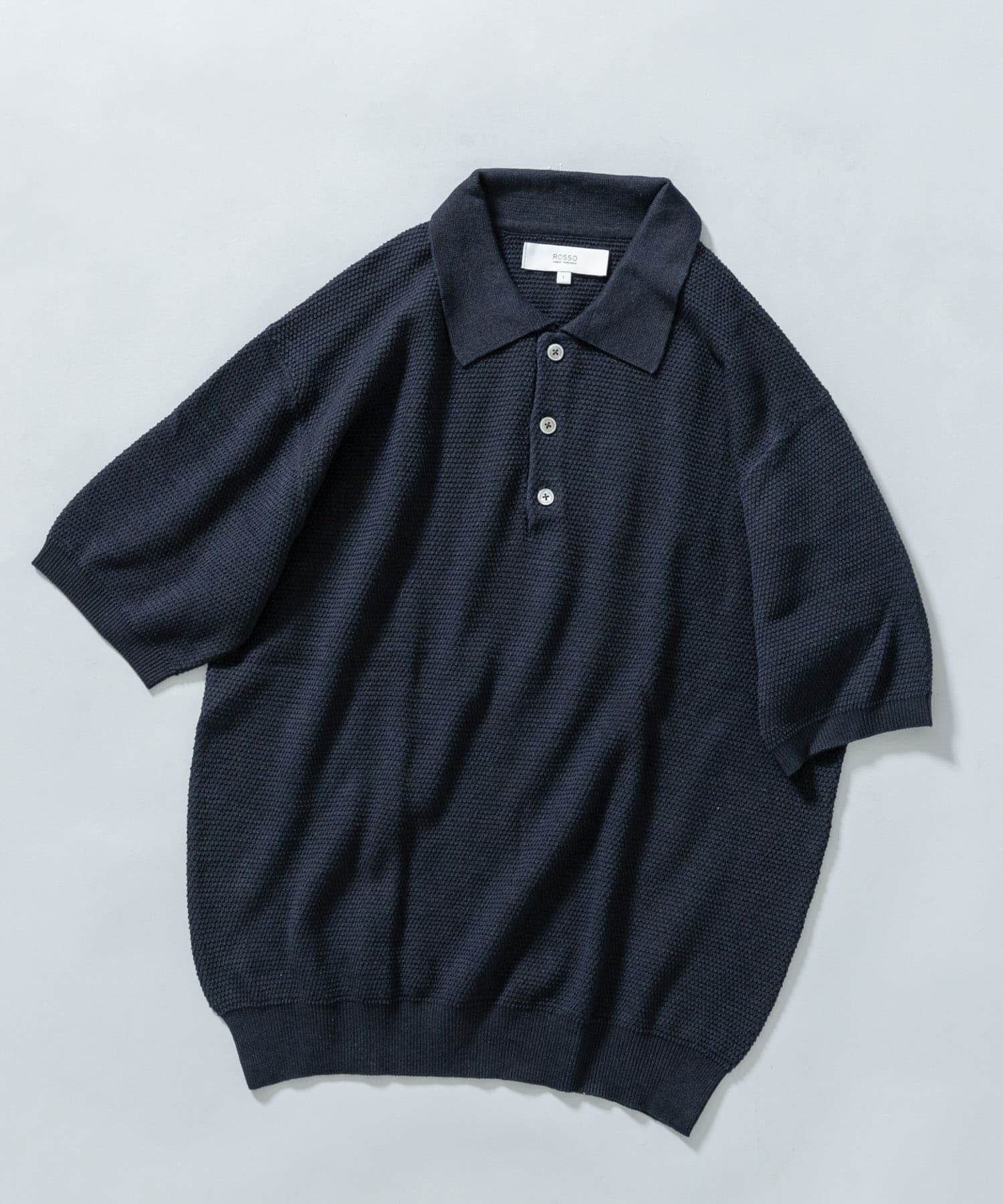 URBAN RESEARCH ROSSO「『WEB限定』変形カノコ半袖ニットポロ」|ポロシャツ|ネイビー