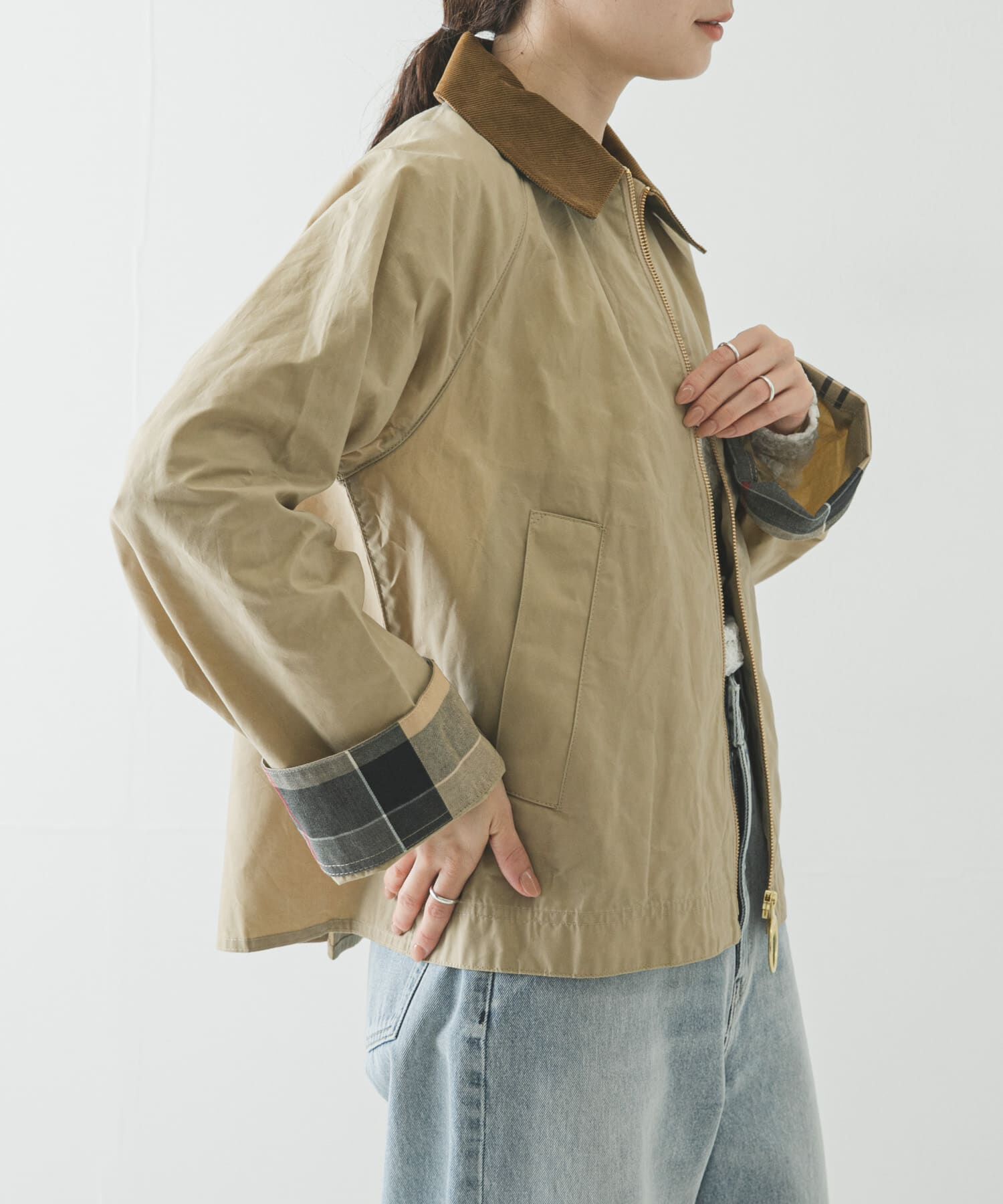 URBAN RESEARCH「Barbour　CATLIN CASUAL JACKET」|ノーカラーコート|ベージュ