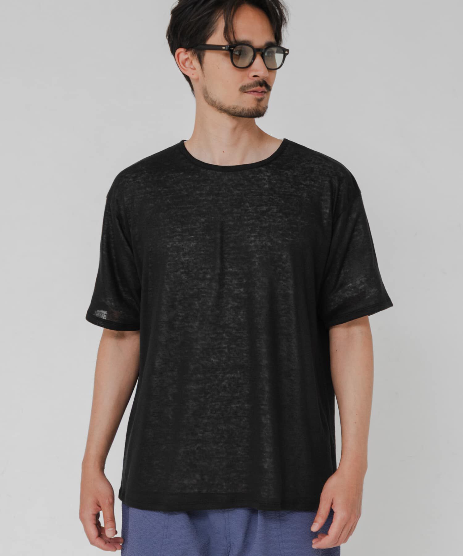 URBAN RESEARCH「『洗濯可』LINEN NARROW TRIM T-SHIRTS」|Tシャツ・カットソー|