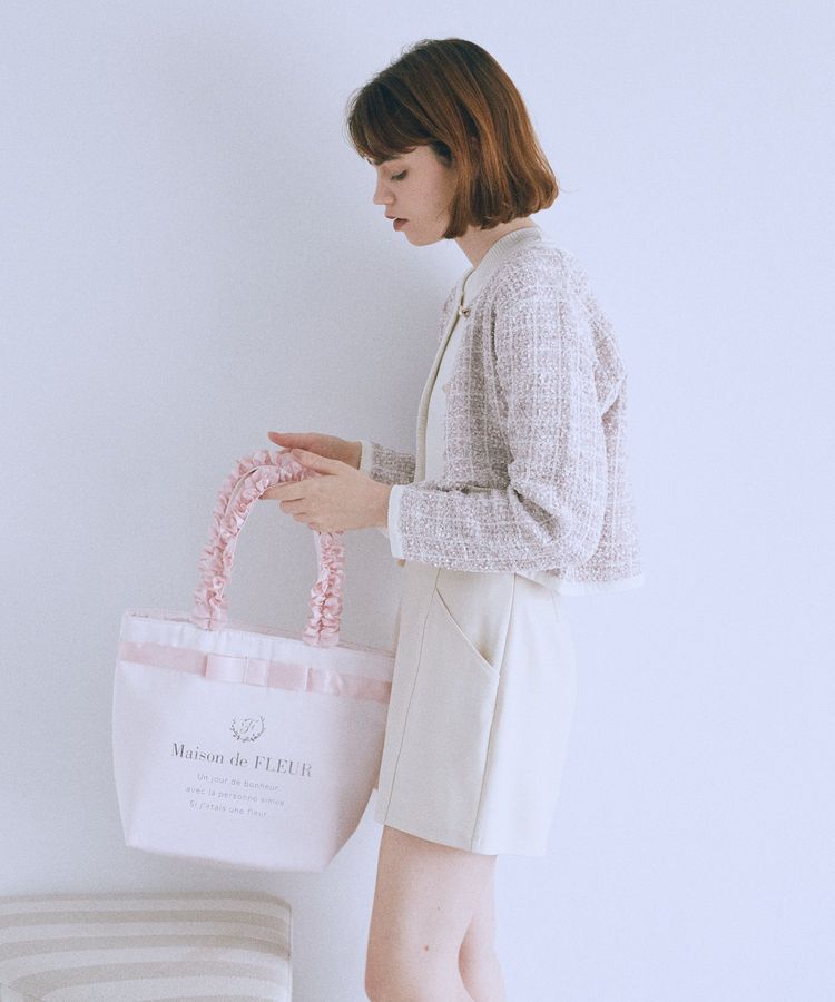 Maison de FLEUR「ブランドロゴフリルハンドルトートMバッグ」|トートバッグ|ピンク