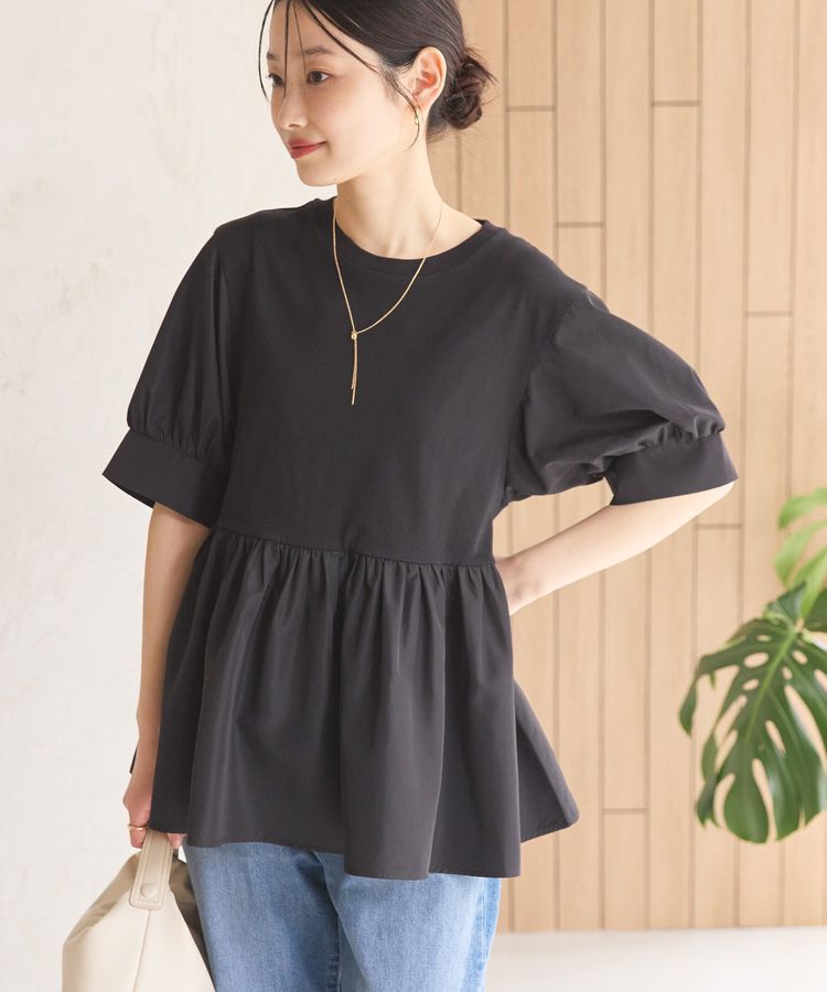 AMERICAN HOLIC「【WEB限定】異素材切替ペプラムプルオーバー」|Tシャツ・カットソー|