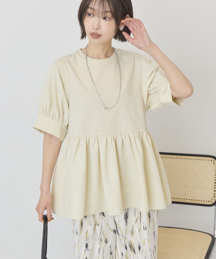 AMERICAN HOLIC「【WEB限定】異素材切替ペプラムプルオーバー」|Tシャツ・カットソー|