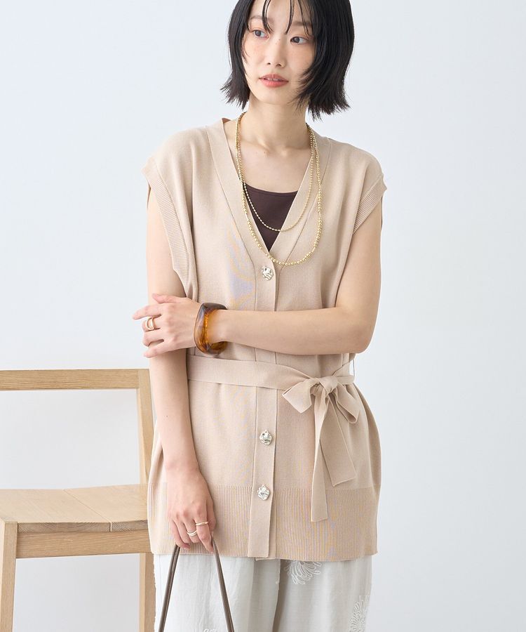 AMERICAN HOLIC「【接触冷感】金ボタンニットジレ」|ベスト・ジレ|Beige