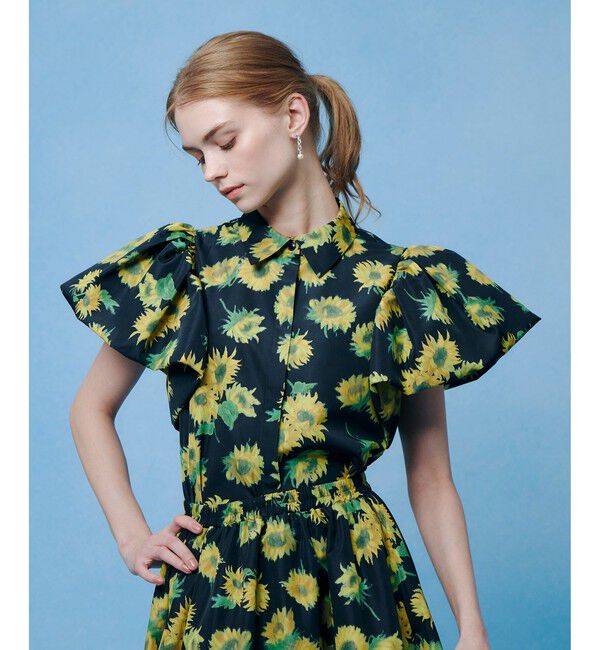 LOULOU WILLOUGHBY「 WEB 一部店舗限定【LOULOU WILLOUGHBY】サンフラワープリントバルーンスリーブシャツ」|シャツ・ブラウス|