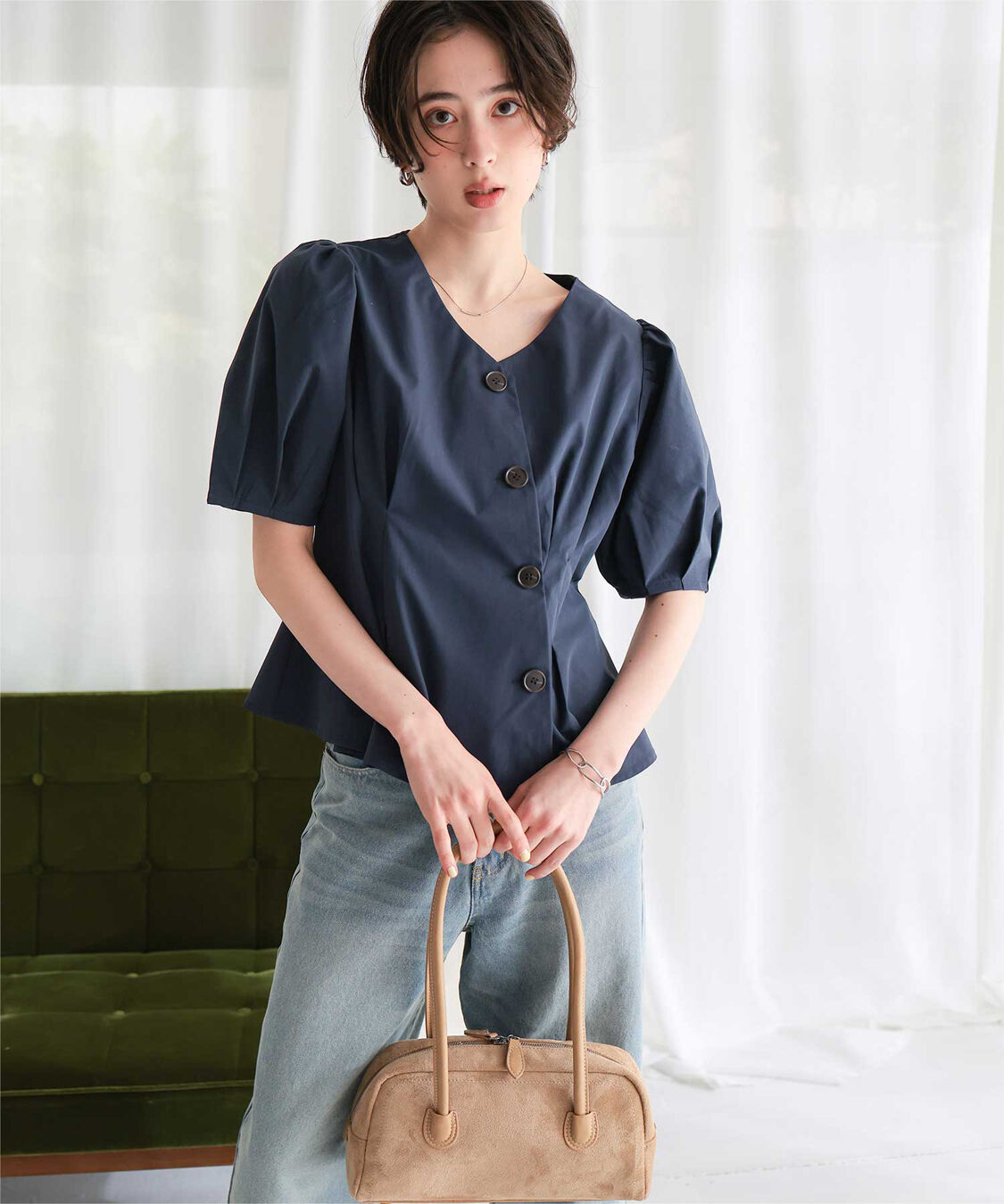 titivate「【ほたるさんコラボアイテム】アシンメトリーペプラムデザインブラウス」|シャツ・ブラウス|