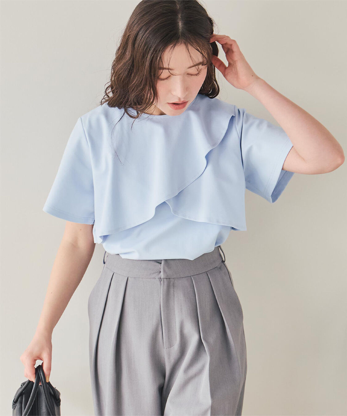 titivate「機能性カットソーフレアデザイントップス」|Tシャツ・カットソー|ライトブルー