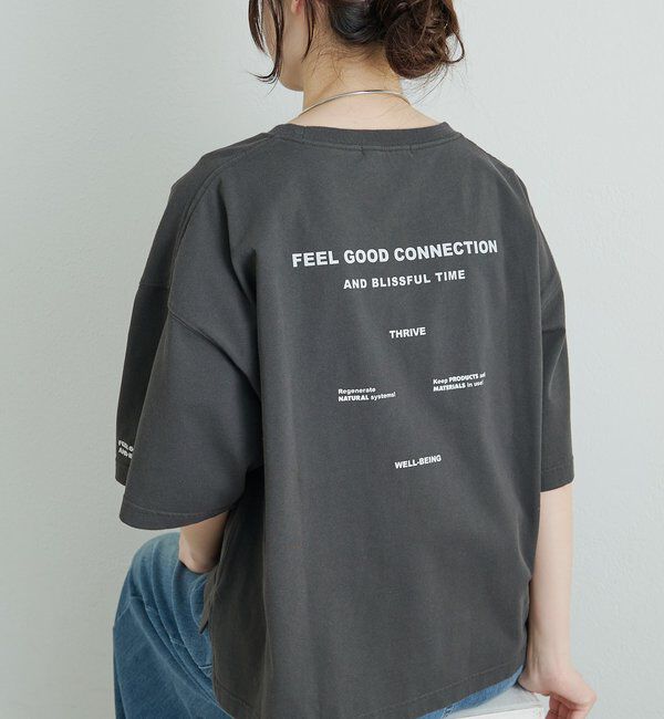  「【F&B】オーガニックコットン混ロゴTシャツ」|プルオーバー|チャコールグレー