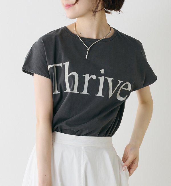  「オーガニックコットンフレンチスリーブThrive T」|Tシャツ・カットソー|チャコールグレー