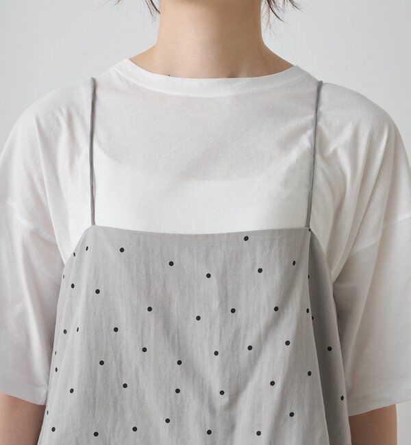  「【セットアップ対応】ドット柄ビスチェ+Tシャツセット」|キャミソール|