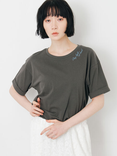 Samansa Mos2「【接触冷感】アソートワンポイント刺繍Tシャツ」|Tシャツ・カットソー|