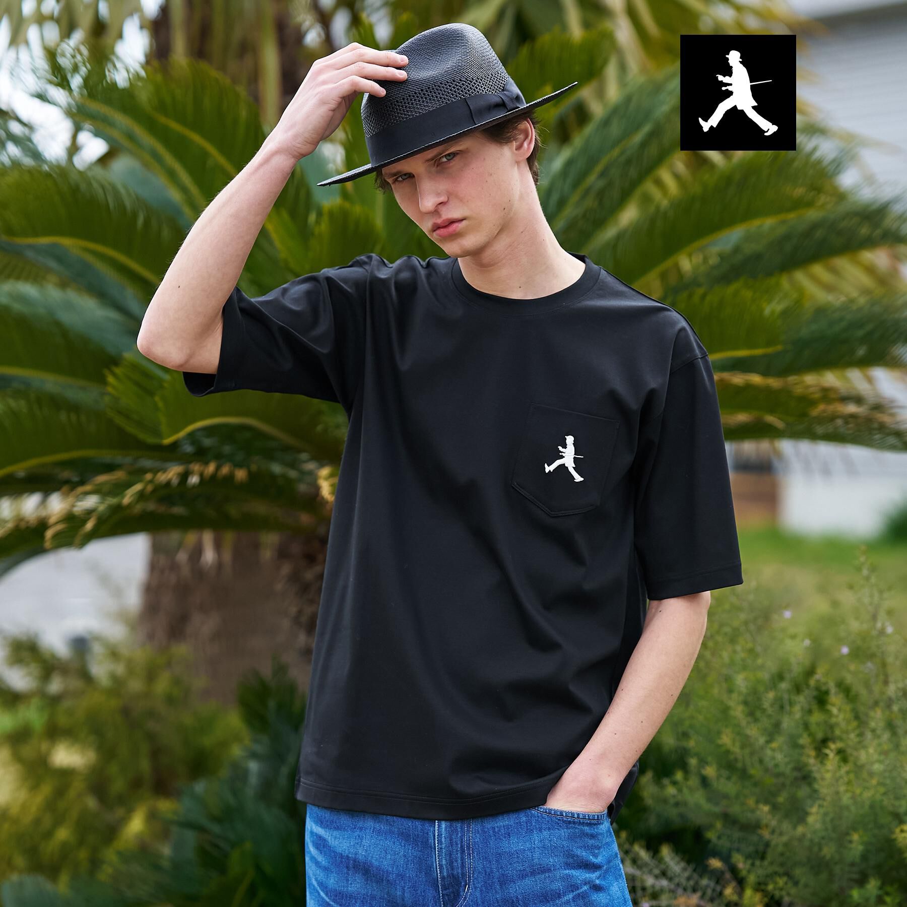 TAKEO KIKUCHI「【BOWLER HAT LABEL】アイスクリアコットンボーラーハットウォーカー 半袖ポケT」|Tシャツ・カットソー|ブラック(019)