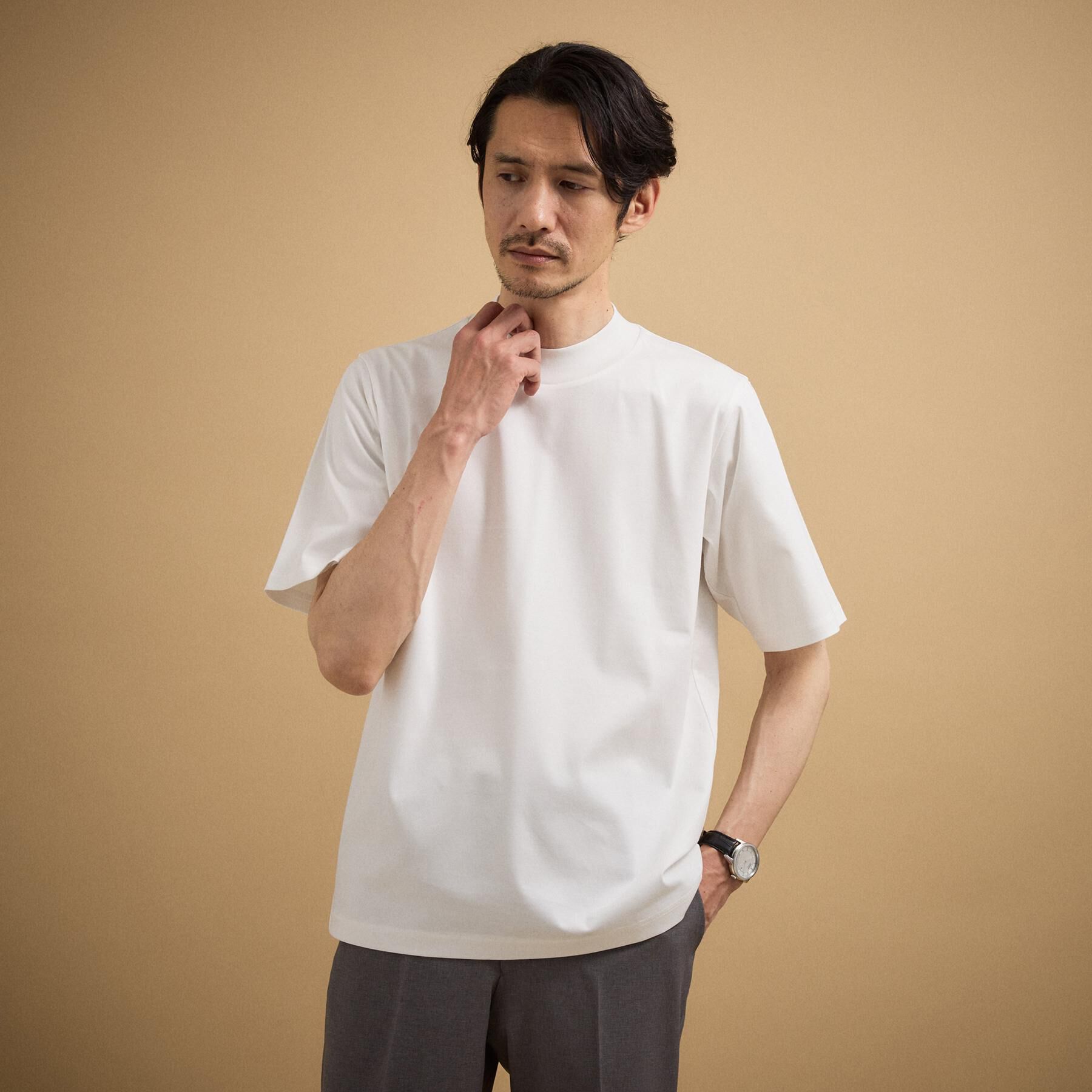 TAKEO KIKUCHI「【接触冷感】アイスクリアコットン モックネック Tシャツ」|Tシャツ・カットソー|