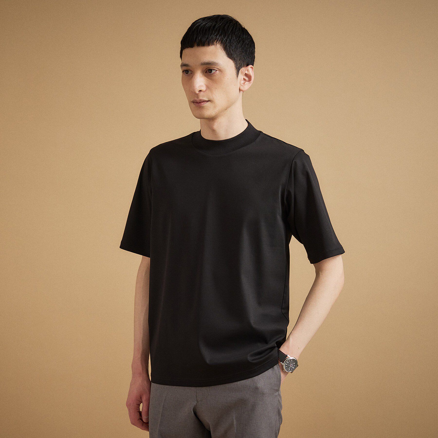 TAKEO KIKUCHI「【接触冷感】アイスクリアコットン モックネック Tシャツ」|Tシャツ・カットソー|