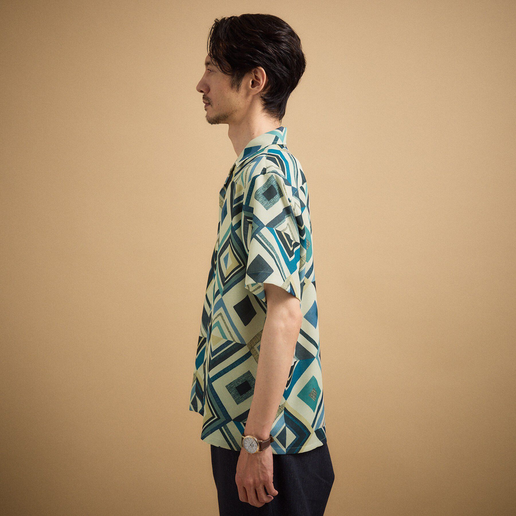 TAKEO KIKUCHI「【吸汗速乾】タイル柄プリント 半袖シャツ」|シャツ・ブラウス|