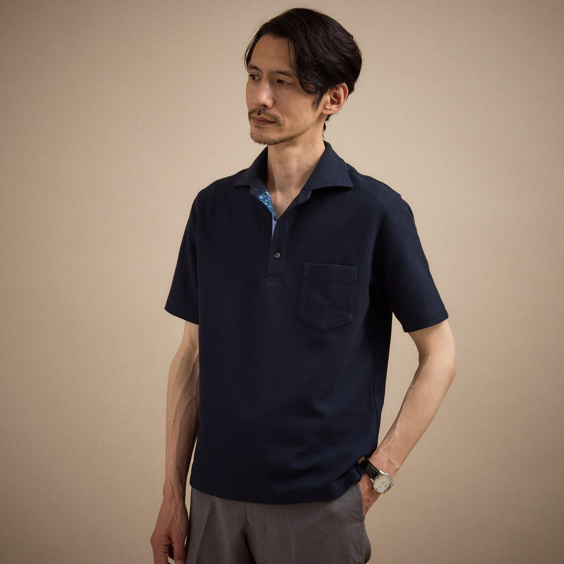 TAKEO KIKUCHI「【抗菌防臭】ステイフレッシュ ポロシャツ」|ポロシャツ|ネイビー(094)