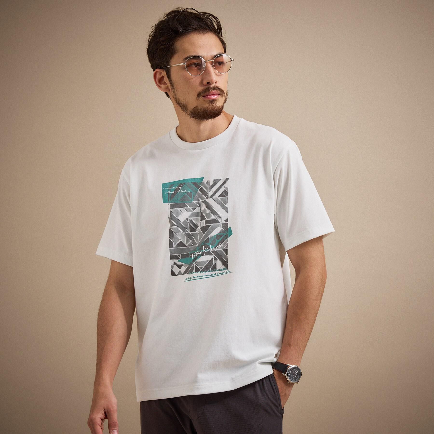 TAKEO KIKUCHI「モノクロタイルTシャツ」|Tシャツ・カットソー|ホワイト(001)