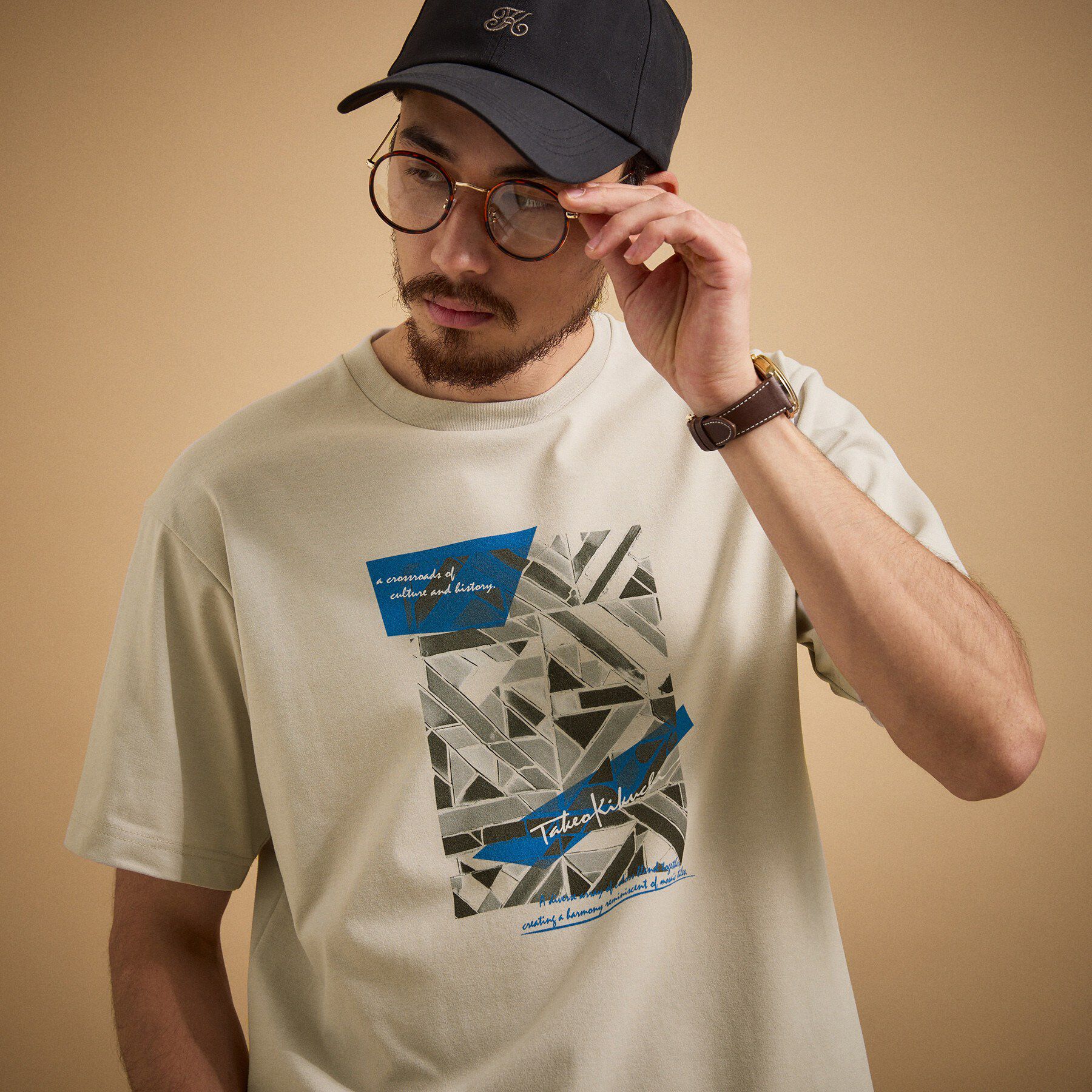 TAKEO KIKUCHI「モノクロタイルTシャツ」|Tシャツ・カットソー|