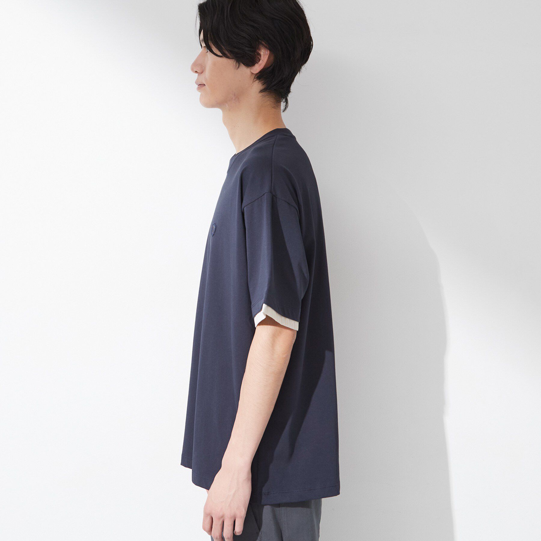 THE SHOP TK「【マシンウォッシャブル】袖レイヤード半袖Tシャツ」|Tシャツ・カットソー|