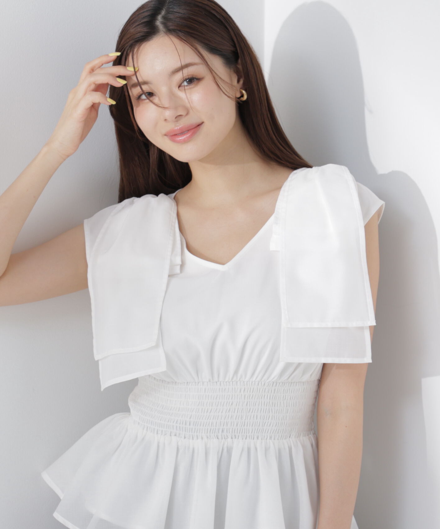 PROPORTION BODY DRESSING「ショルダーリボンペプラムブラウス」|シャツ・ブラウス|ホワイト