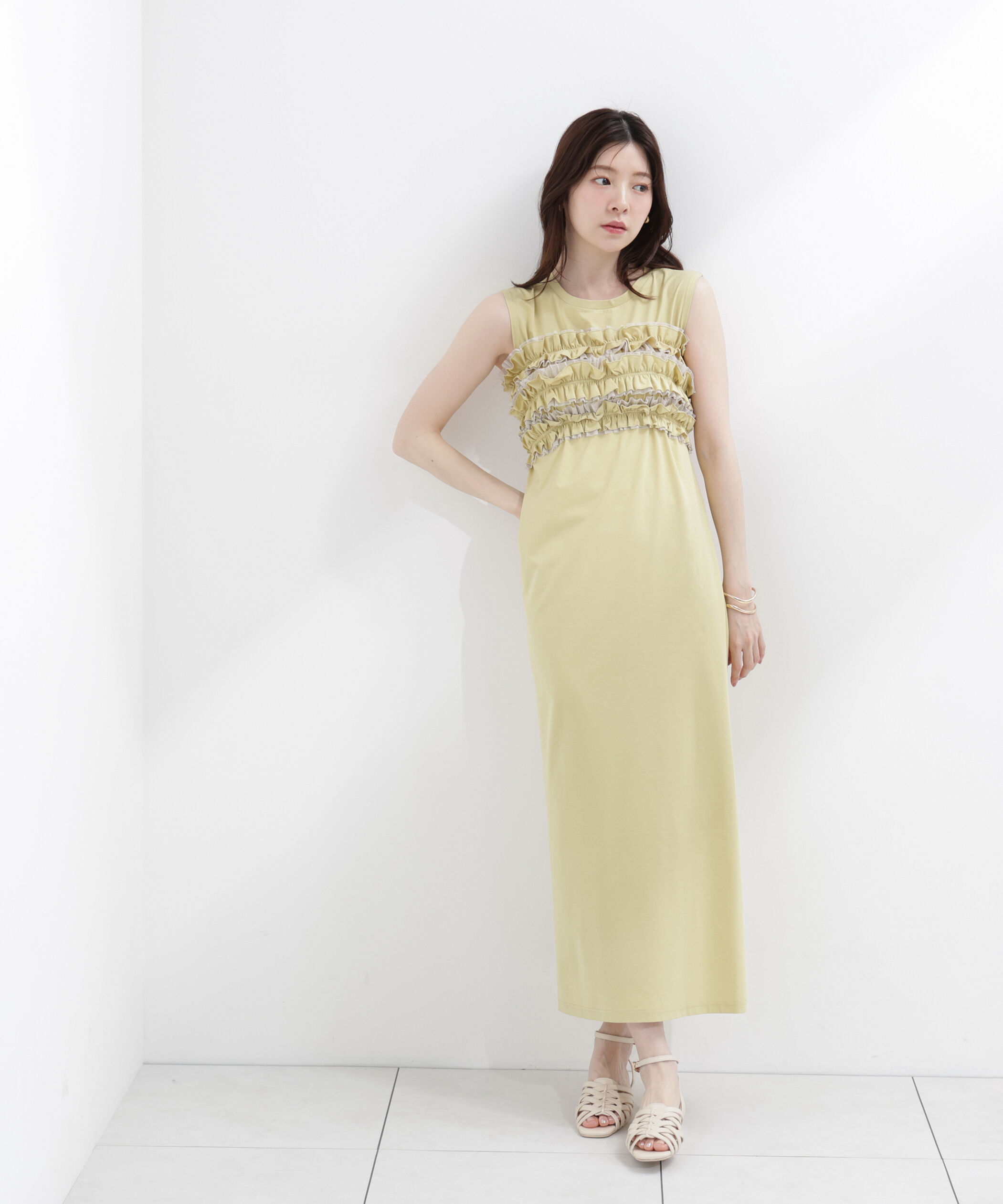 PROPORTION BODY DRESSING「〈a/mie〉フリルベア付きカットワンピース」|ワンピース|