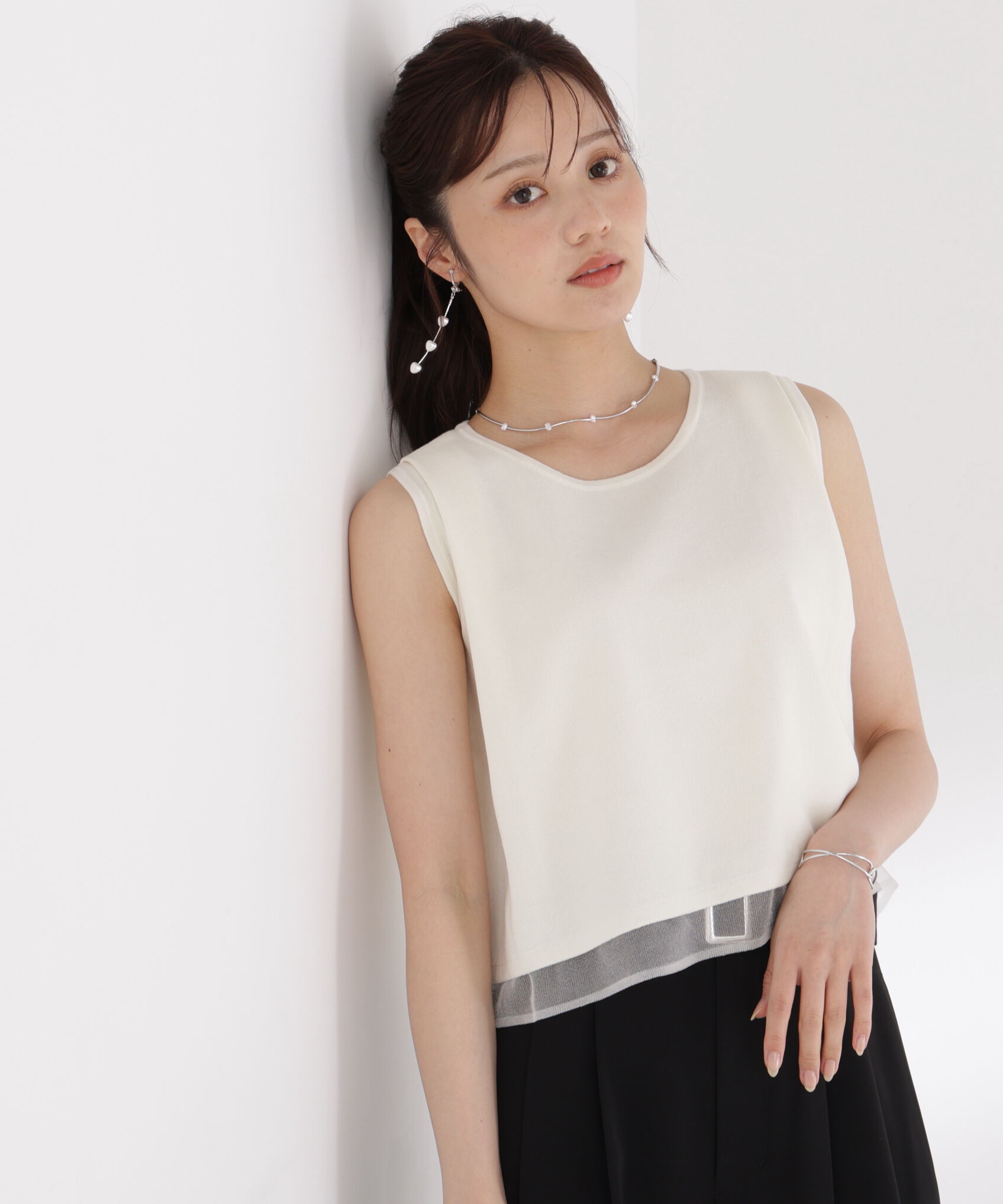 PROPORTION BODY DRESSING「シアー切替ノースリーブニット」|ニット・セーター|