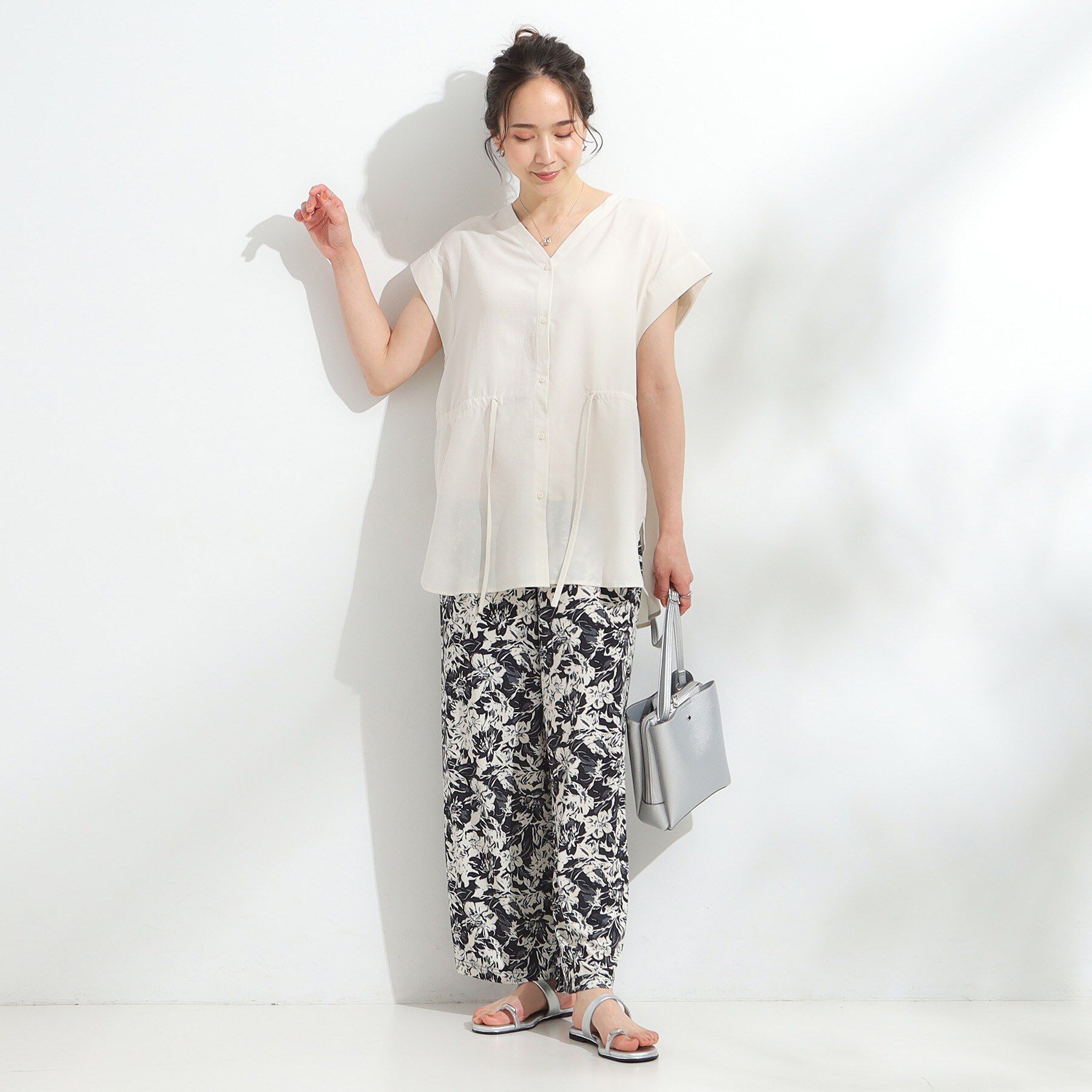 SHOO･LA･RUE「【S-LL】シルエットが変えられる ウエストリボンブラウス」|シャツ・ブラウス|