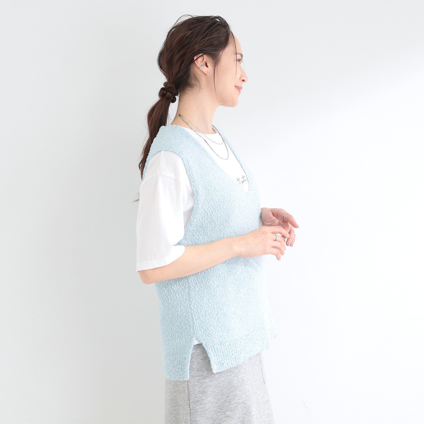 SHOO･LA･RUE「【2点セット/S-LL】ニットベスト＆ロゴTシャツSET」|その他|